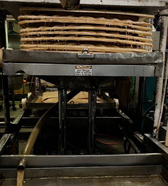 Stack of chopped apples squeezed